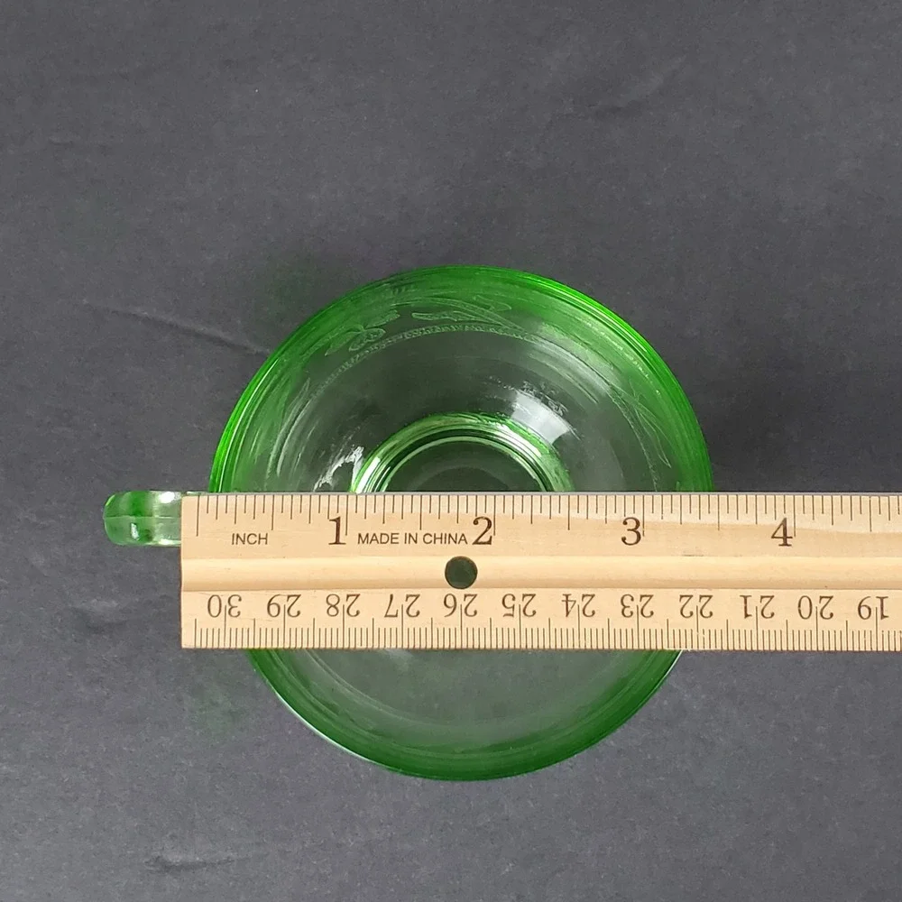 Hazel-Atlas Cloverleaf Green Uranium Depression Glass Tea Cup and Saucer Set